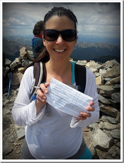 Signing the Log on Grays Peak