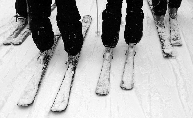 Waiting in line with the skiers