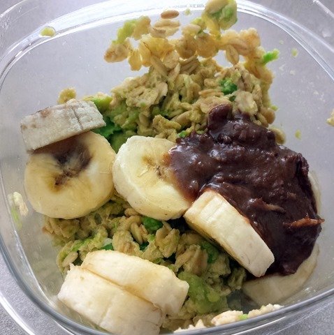 Eggy Avocado Oats topped with Banana and Almond Butter Eggy Avocado Oats topped with Banana and Almond Butter