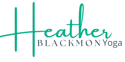 Heather Blackmon Yoga logo featuring elegant script and modern typography, representing a yoga service aimed at helping active individuals alleviate stiffness and enhance recovery.